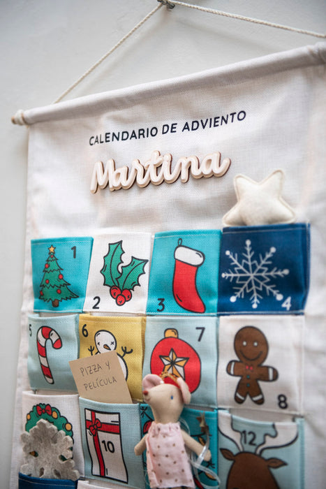 Calendario de adviento de tela personalizado
