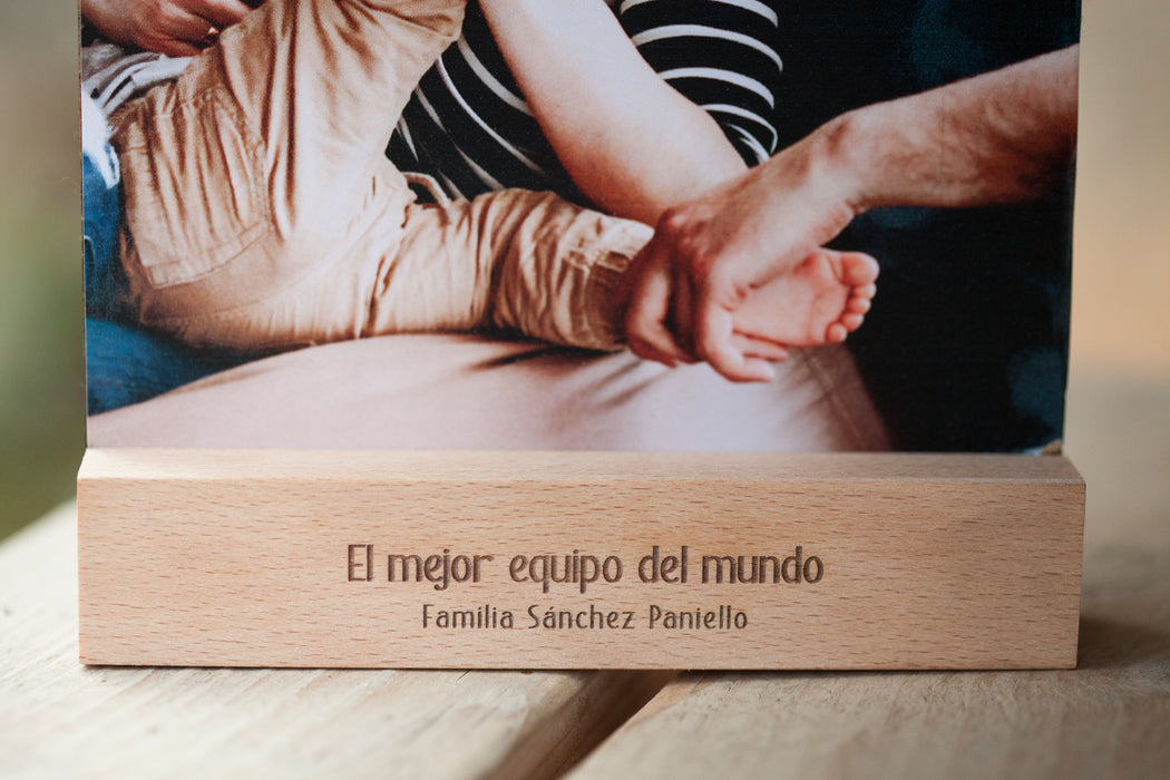 Foto con base de madera personalizada L